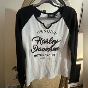 Harley-Davidson Black and White Long Sleeve Tee